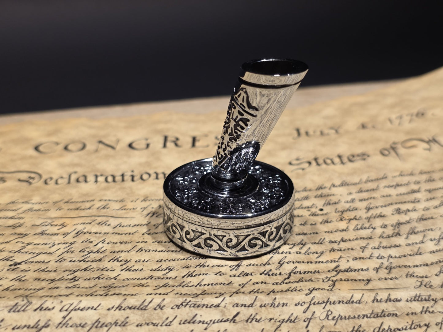 Antique Style Silver Metal Single Fountain or Dip Pen Holder