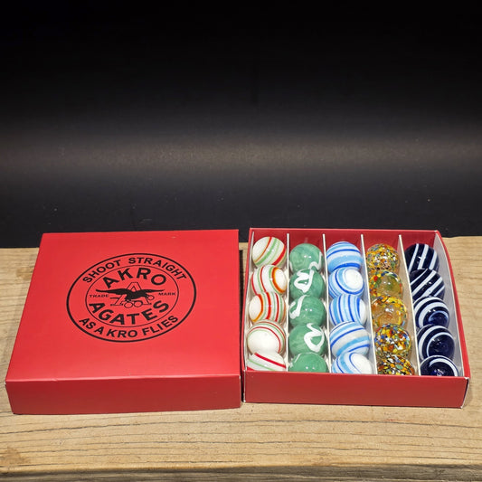 Akro Agates Vintage Style Box Set of Marbles
