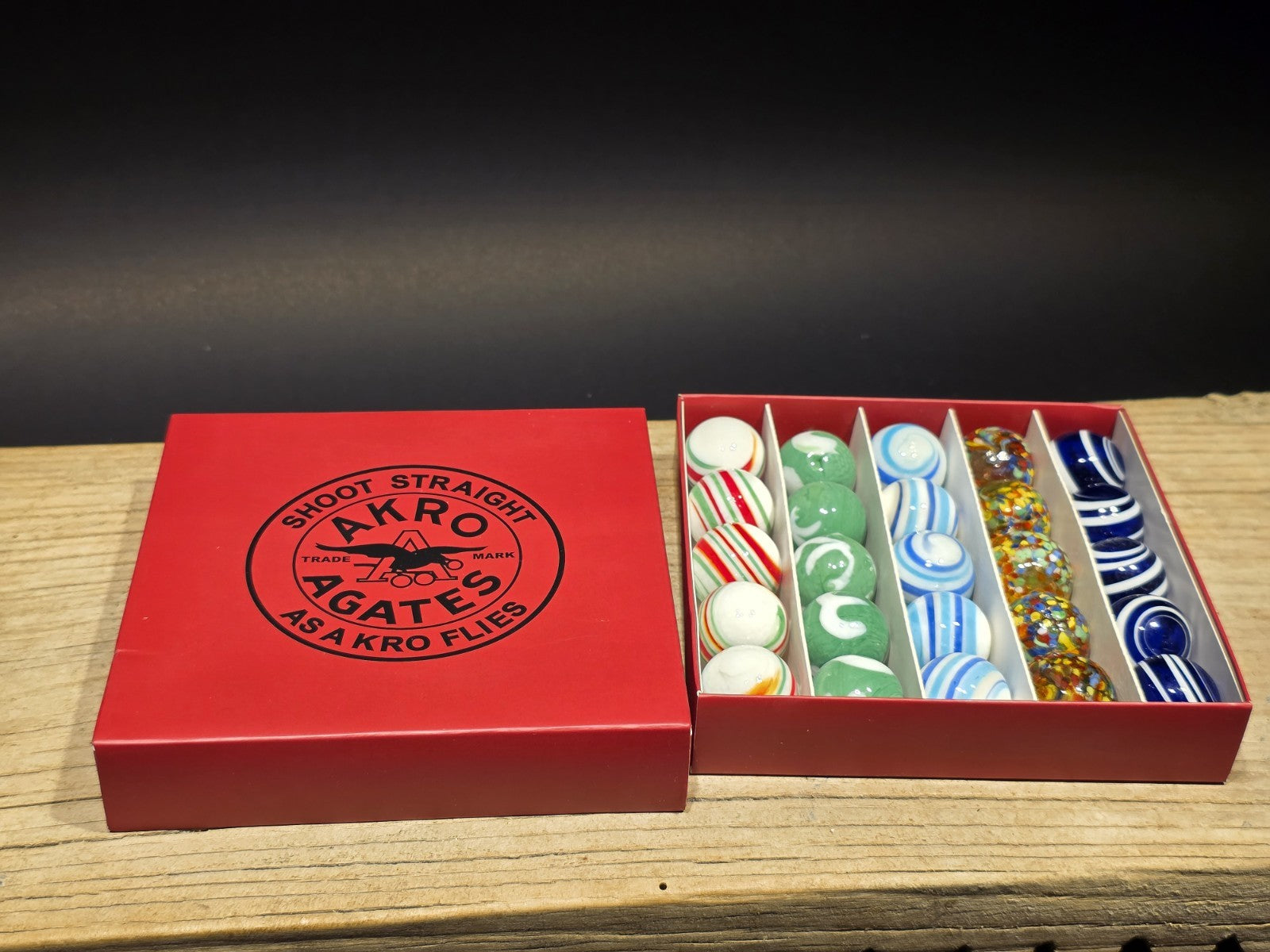 Akro Agates Vintage Style Box Set of Marbles
