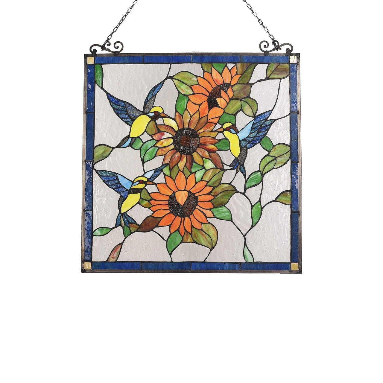 26" Hummingbird Stained Glass Window Hanging Panel Suncatcher