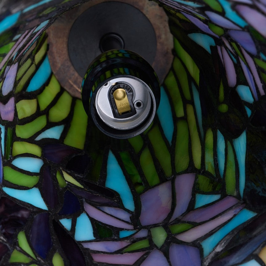 13.5"H Stained Glass Iris Up Light Table Lamp