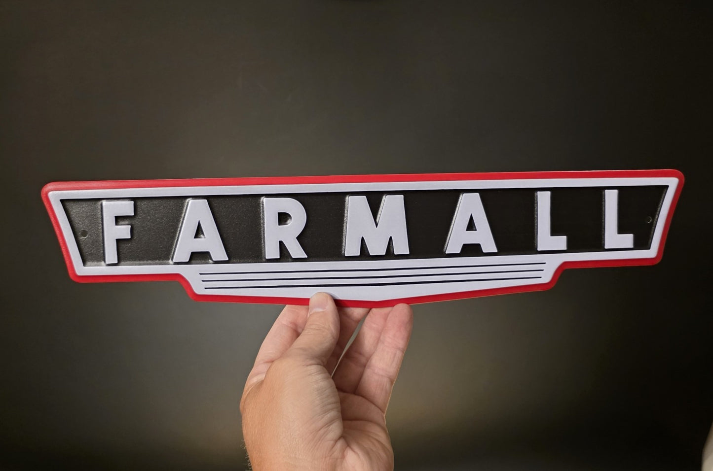Metal Farmall Tractor Emblem Sign Vintage Style International Harvester Badge