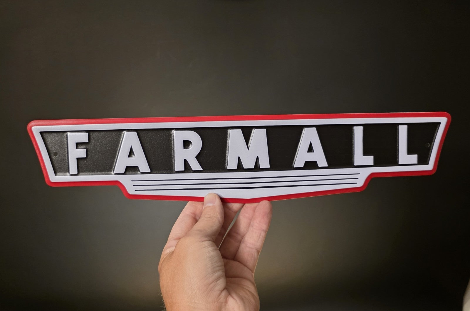 Metal Farmall Tractor Emblem Sign Vintage Style International Harvester Badge