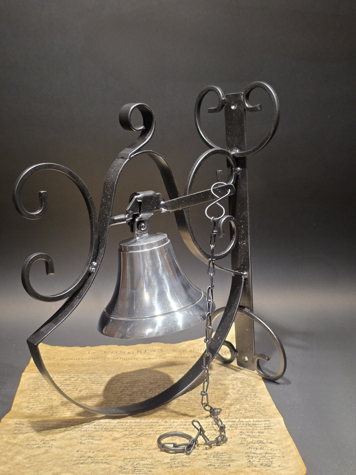 Antique Style Wrought Iron Scrollwork Wall Mounted Garden/Home Bell
