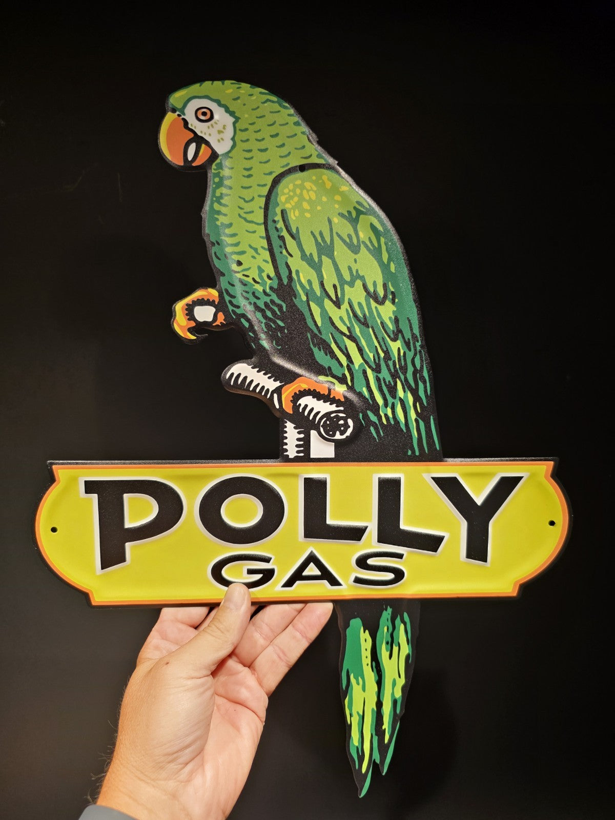 18" Antique Vintage Style Polly Gas Oil Metal Die Cut Sign