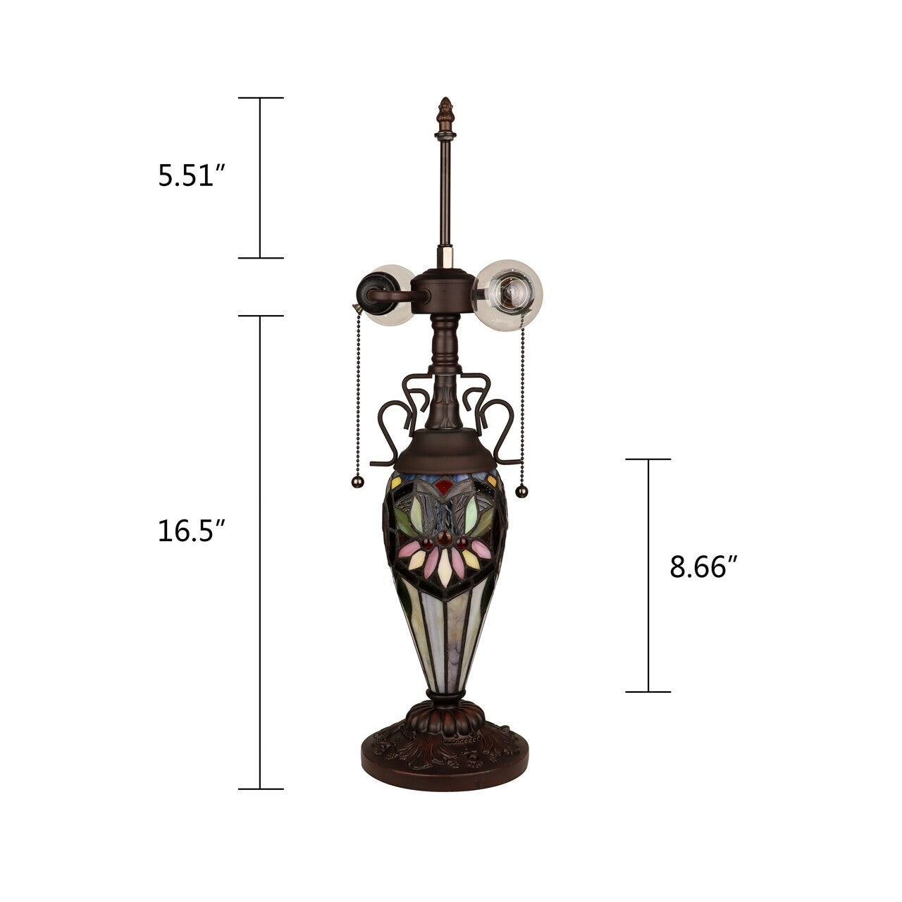 24" Antique Vintage Style Stained Glass Lighted Base Table Lamp