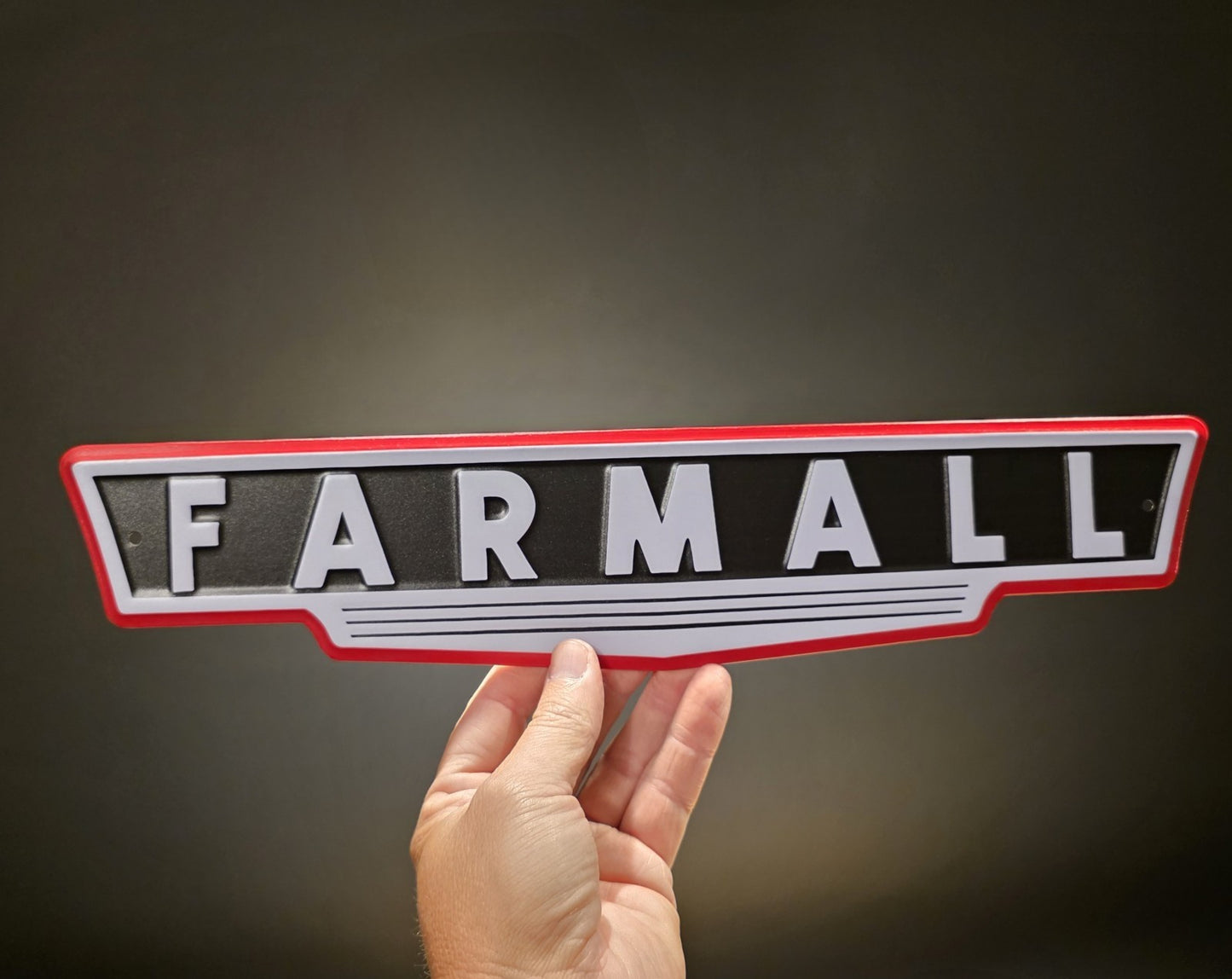 Metal Farmall Tractor Emblem Sign Vintage Style International Harvester Badge