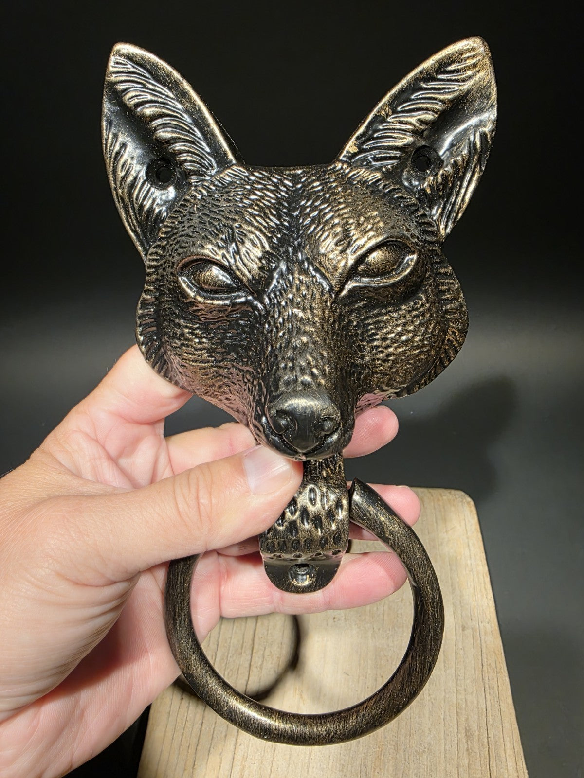 Antique Brass Vintage Style Cast Iron Fox Head Door Knocker