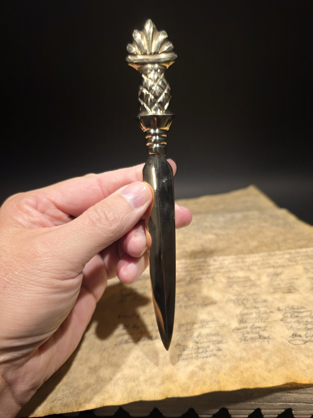 Vintage Style Brass Pineapple Handle Letter Opener