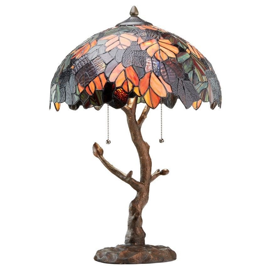 24.5"H Antique Style Tree Stained Glass Table Lamp