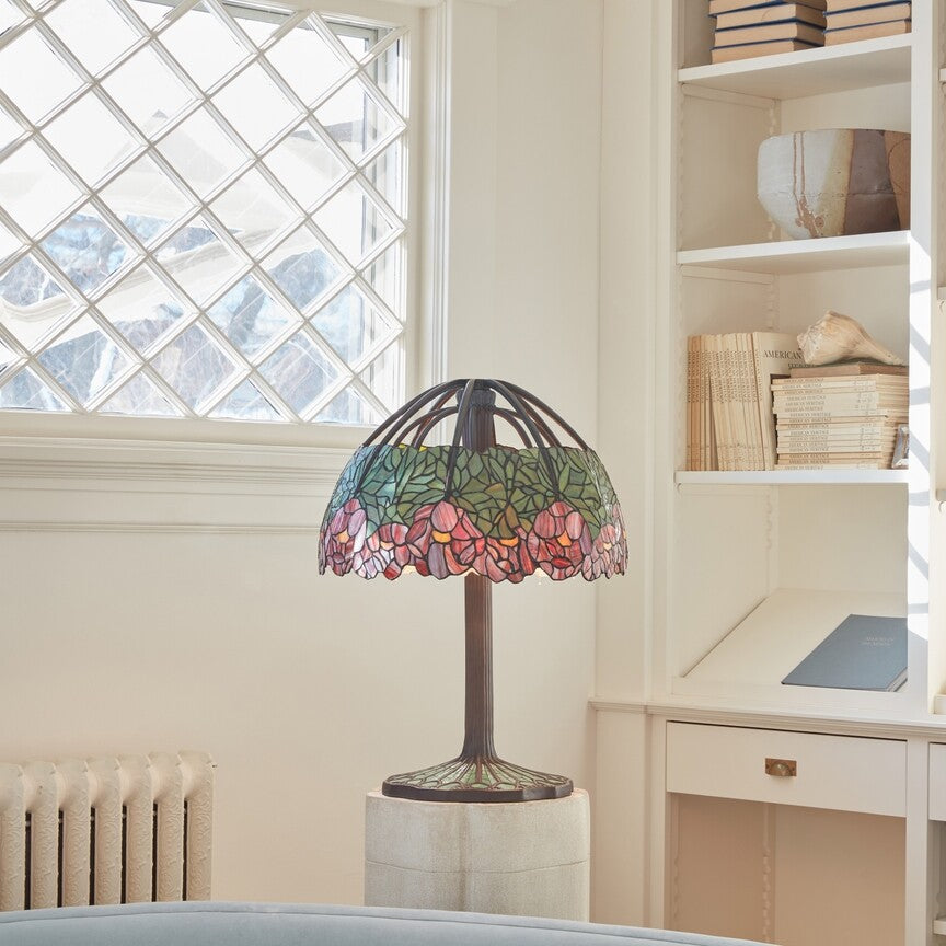 27"H Lotus Mosaic Base Stained Glass Table Lamp