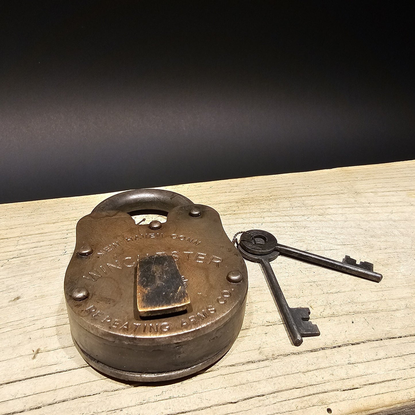 5" Antique Vintage Style Cast Iron Winchester Firearms Ammo Box Padlock Lock