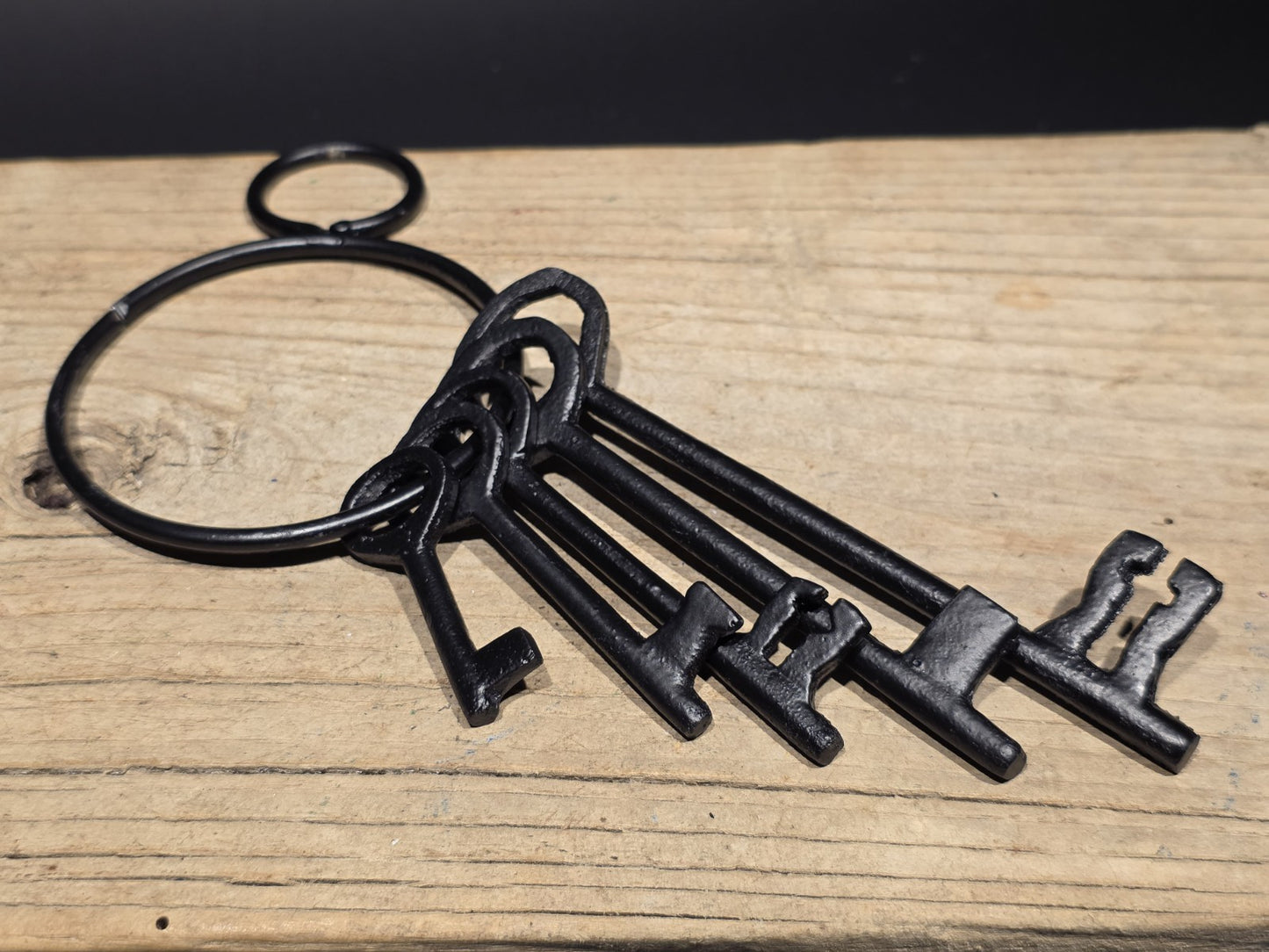 6" Antique Style Iron Large Skeleton Key Ring Set