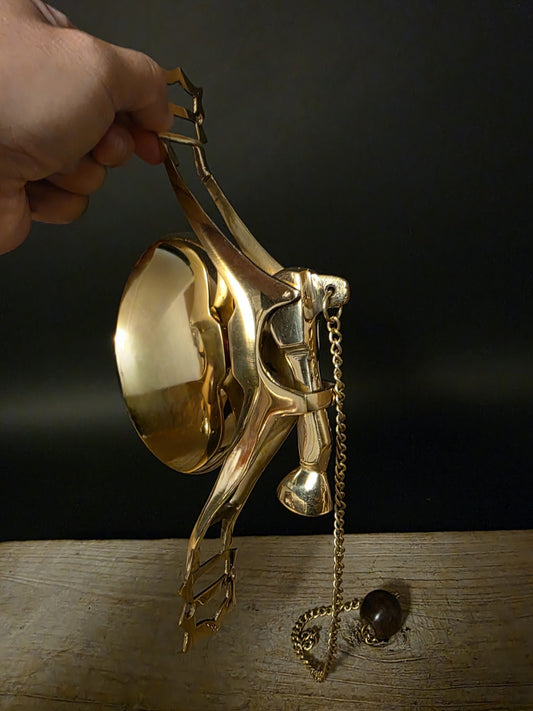 11" Antique Vintage Style Wall Mount Brass Pull Chain Door Bell