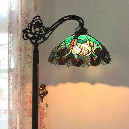 60" Antique Vintage Style Stained Glass Reading Floor Lamp