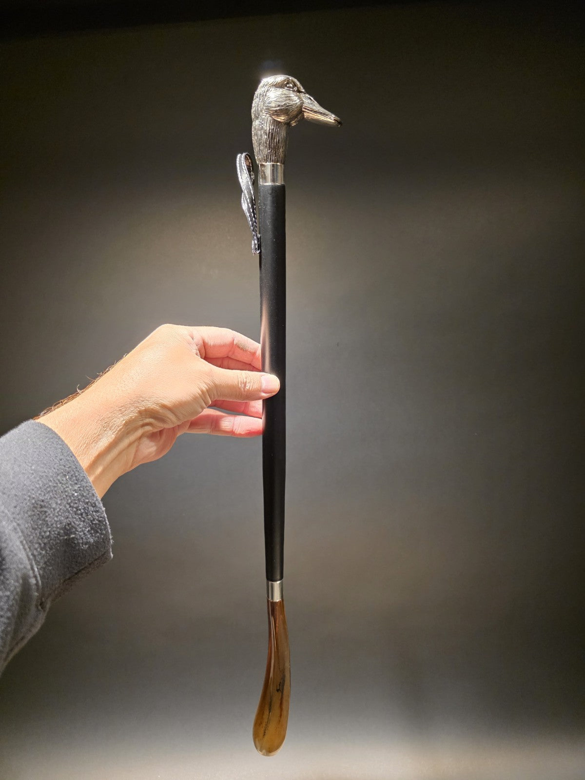 22" Vintage Style Silver Duck Head Shoehorn