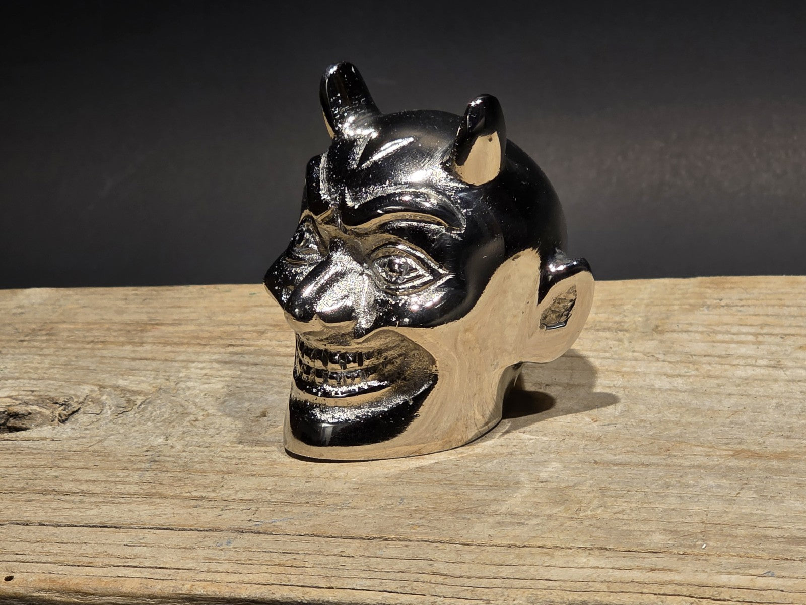 Vintage Style Devil Skull Metal Shifter Knob Hood Ornament- Undrilled
