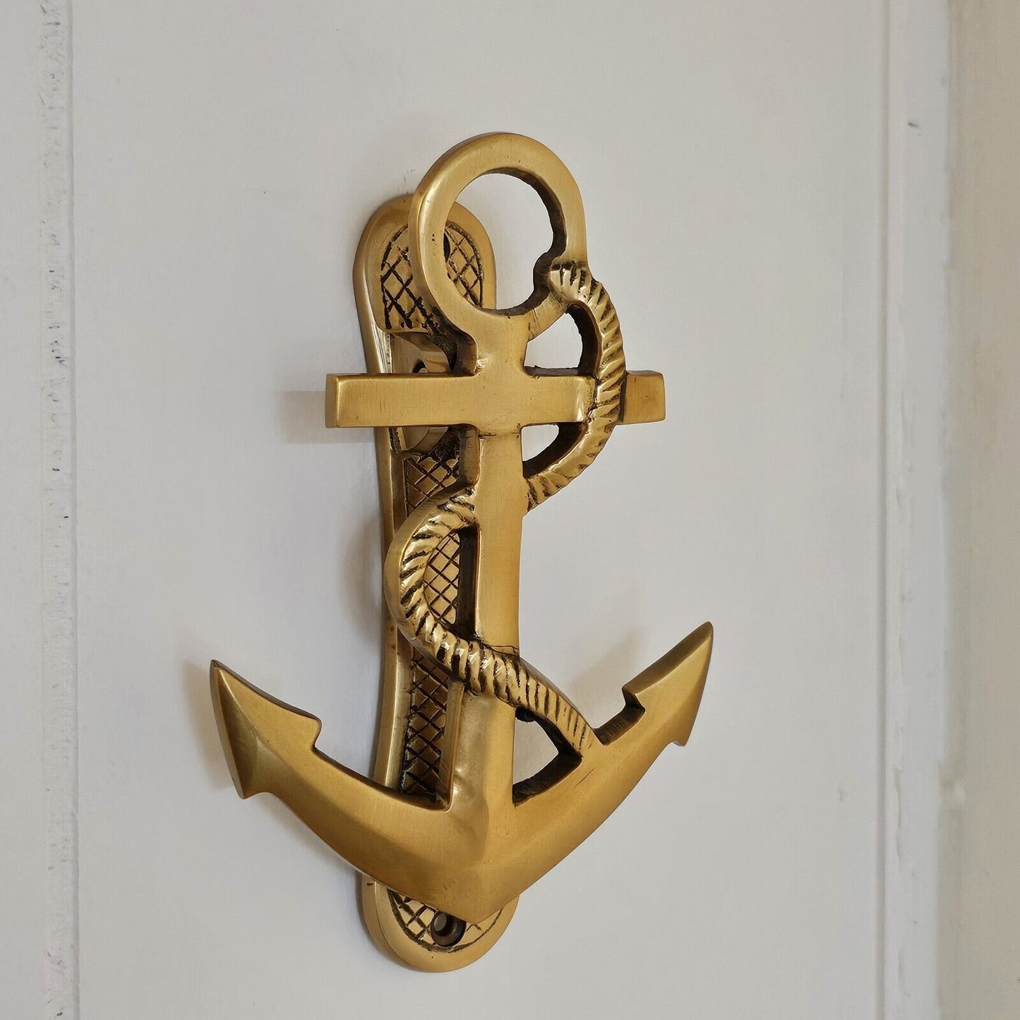 6-1/2" Antiqued Brass Anchor Door Knocker - Antique Vintage Style