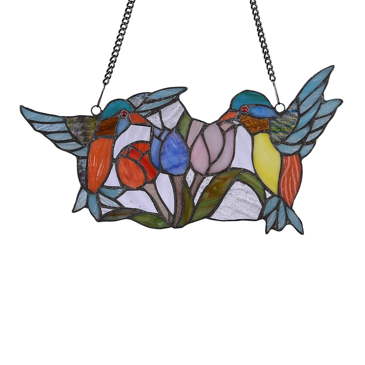 15.5 " Humming Bird Stained Glass Window Hanging Panel Suncatcher
