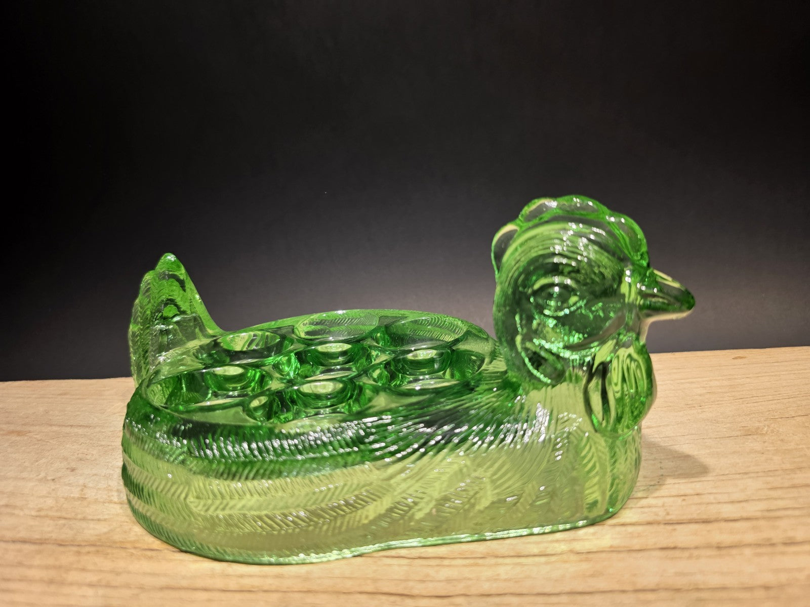 Vintage Antique Style Green Depression Glass Nesting Chicken Egg Holder