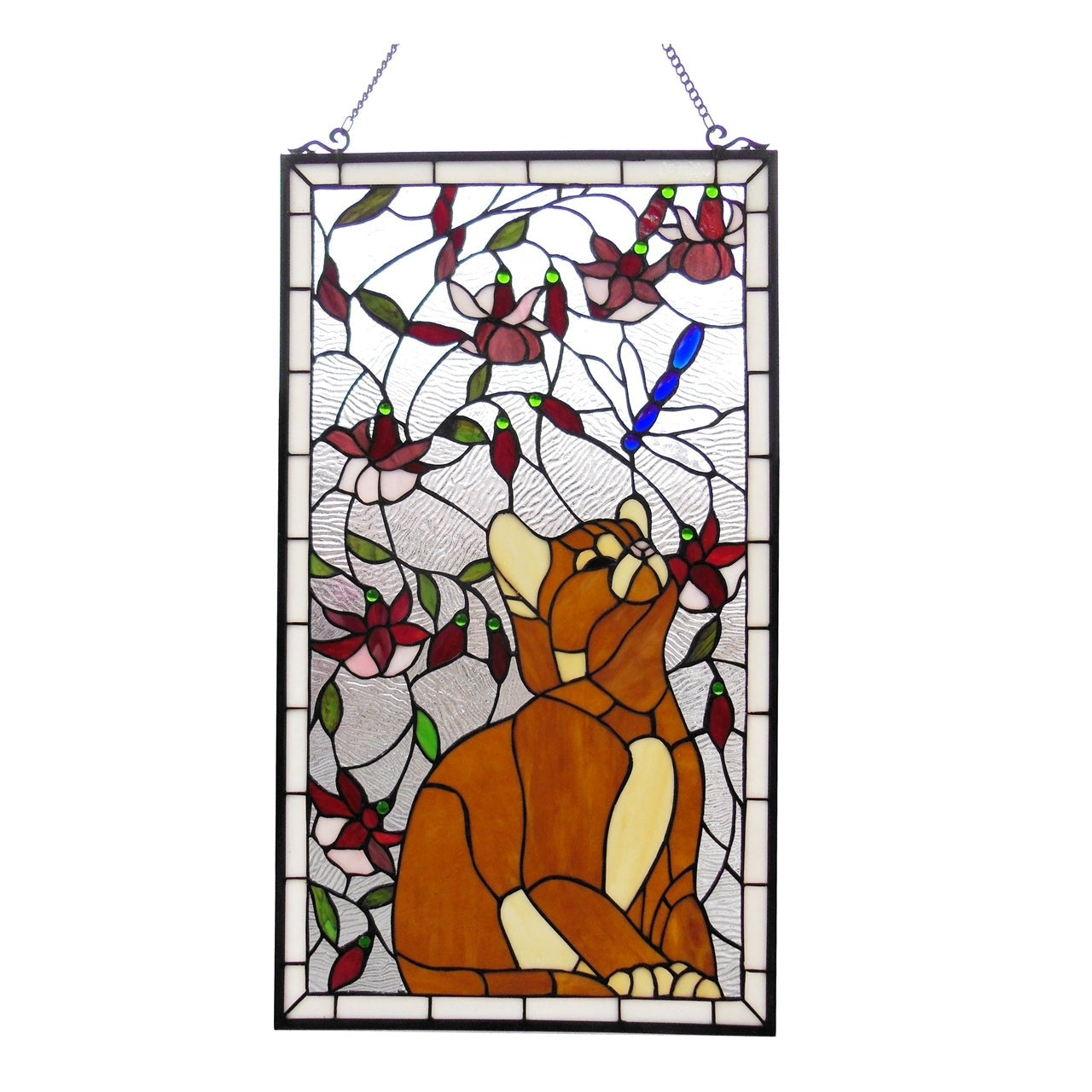 31" Cat Stained Glass Window Hanging Panel Suncatcher