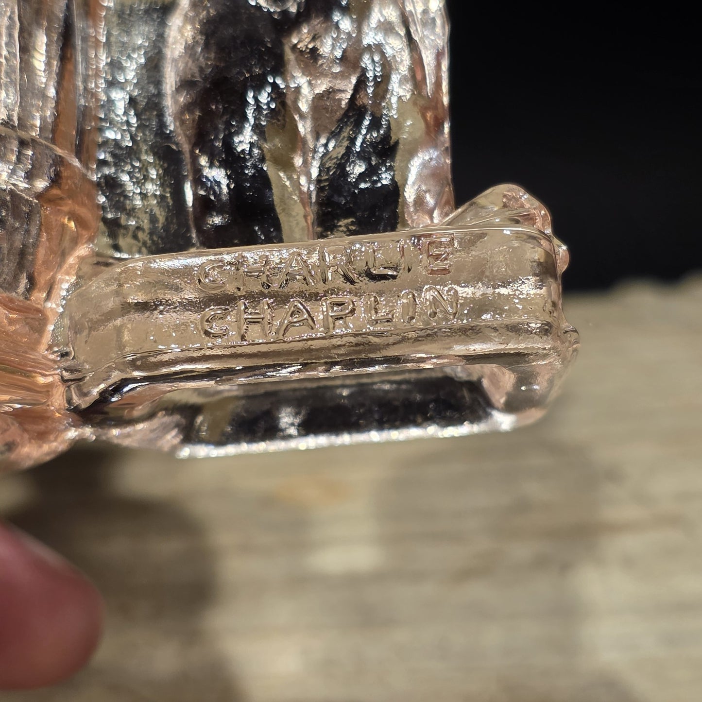 Charlie Chaplin Style Toothpick Holder – Pink Depression Glass Tramp Figure
