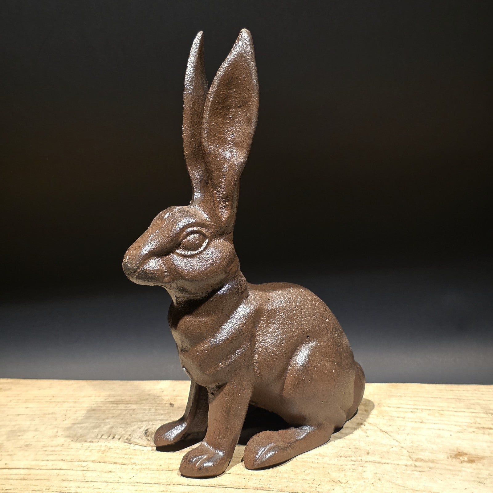 10" Antique Style Cast Iron Rabbit Door Stop Hare Statue