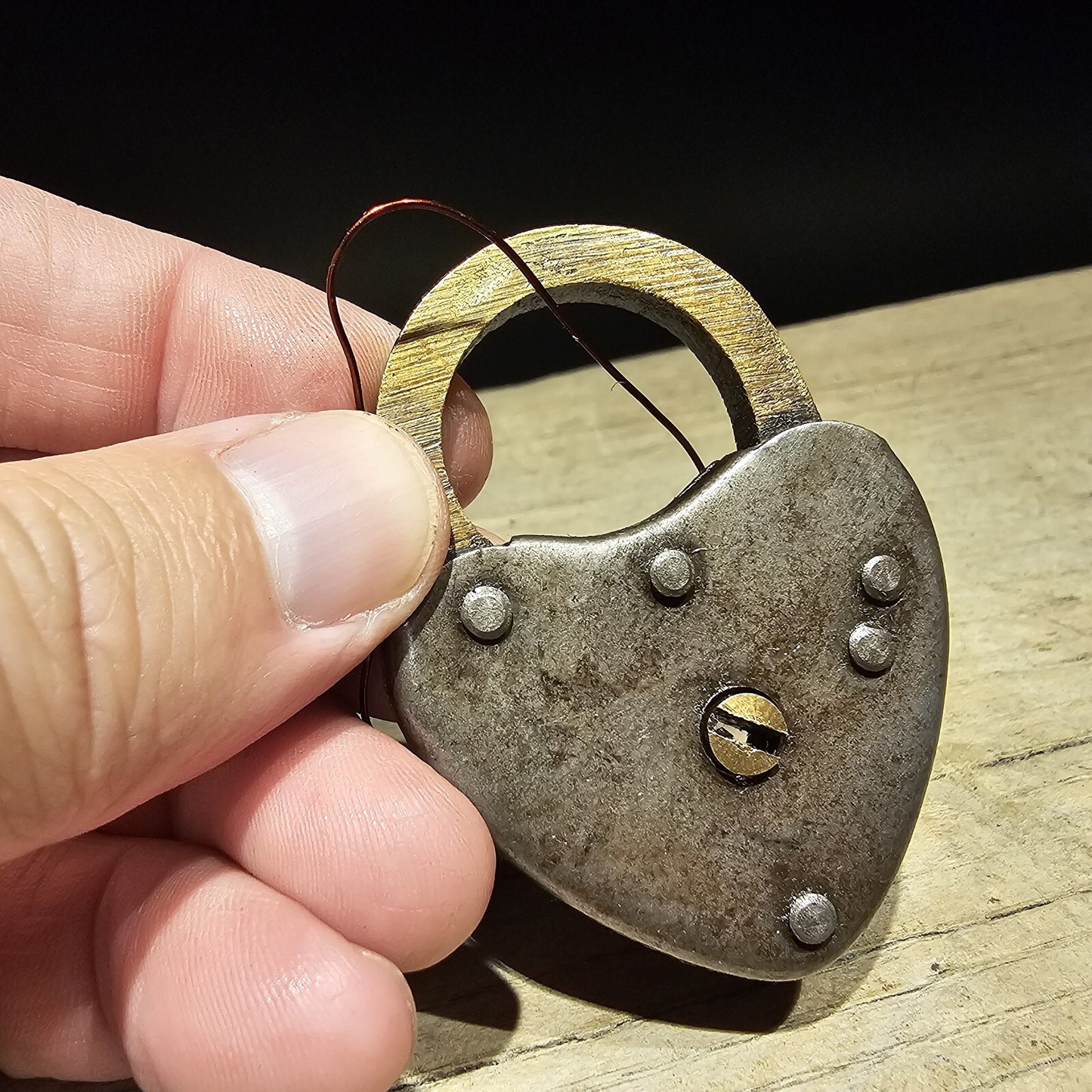 Antique Vintage Style Brass Winchester Firearms Ammo Box Padlock Lock & Key