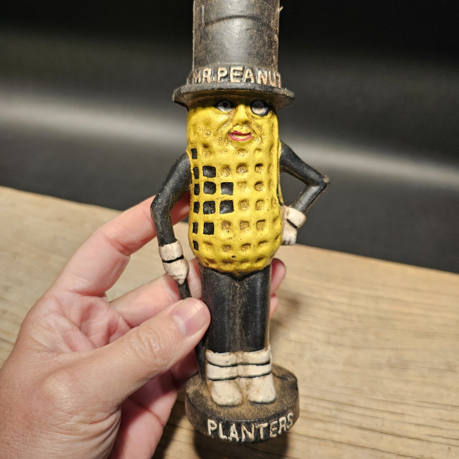 Antique Vintage Style Cast Iron Peanut Coin Bank
