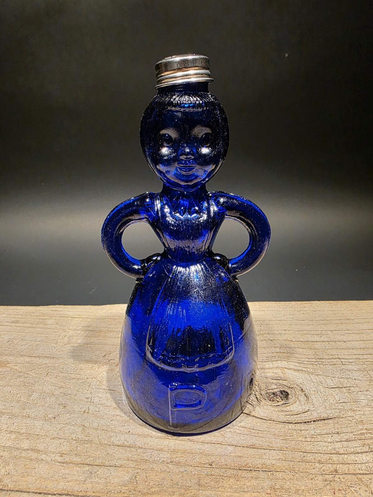 7" Vintage Style Cobalt Blue Depression Glass Lady Bottle