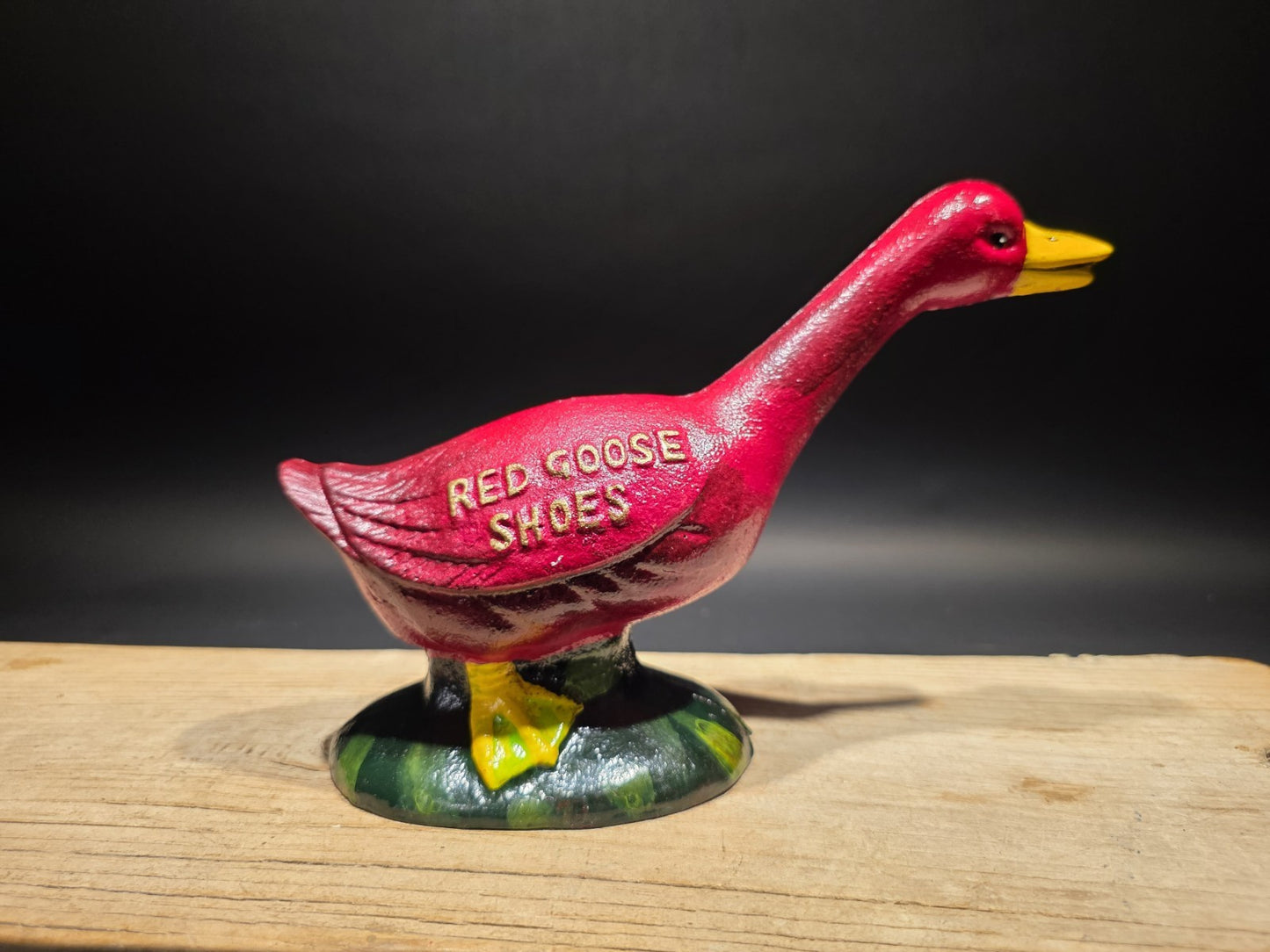 9" Vintage Style Red Goose Shoes Cast Iron Goose Bank  Advertising Bank