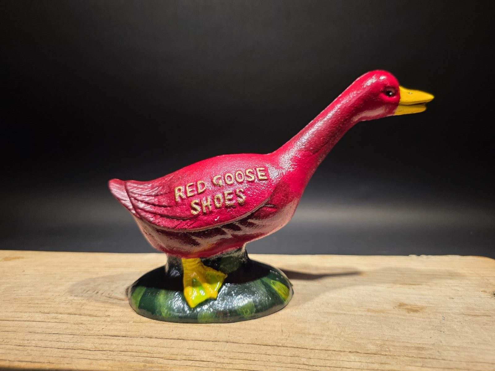 9" Vintage Style Red Goose Shoes Cast Iron Goose Bank  Advertising Bank