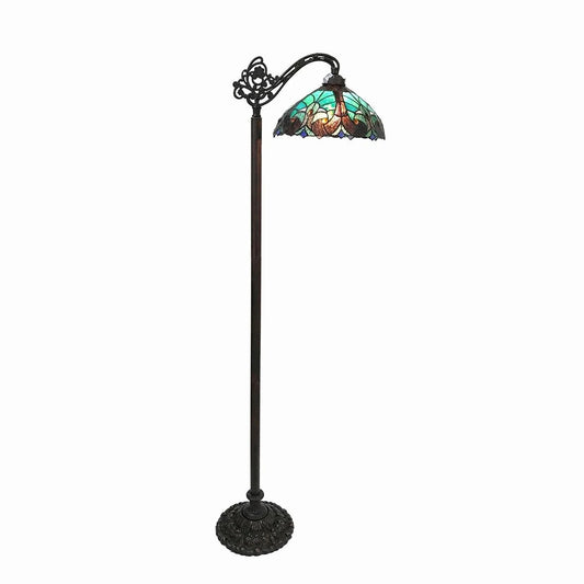 60" Antique Vintage Style Stained Glass Reading Floor Lamp