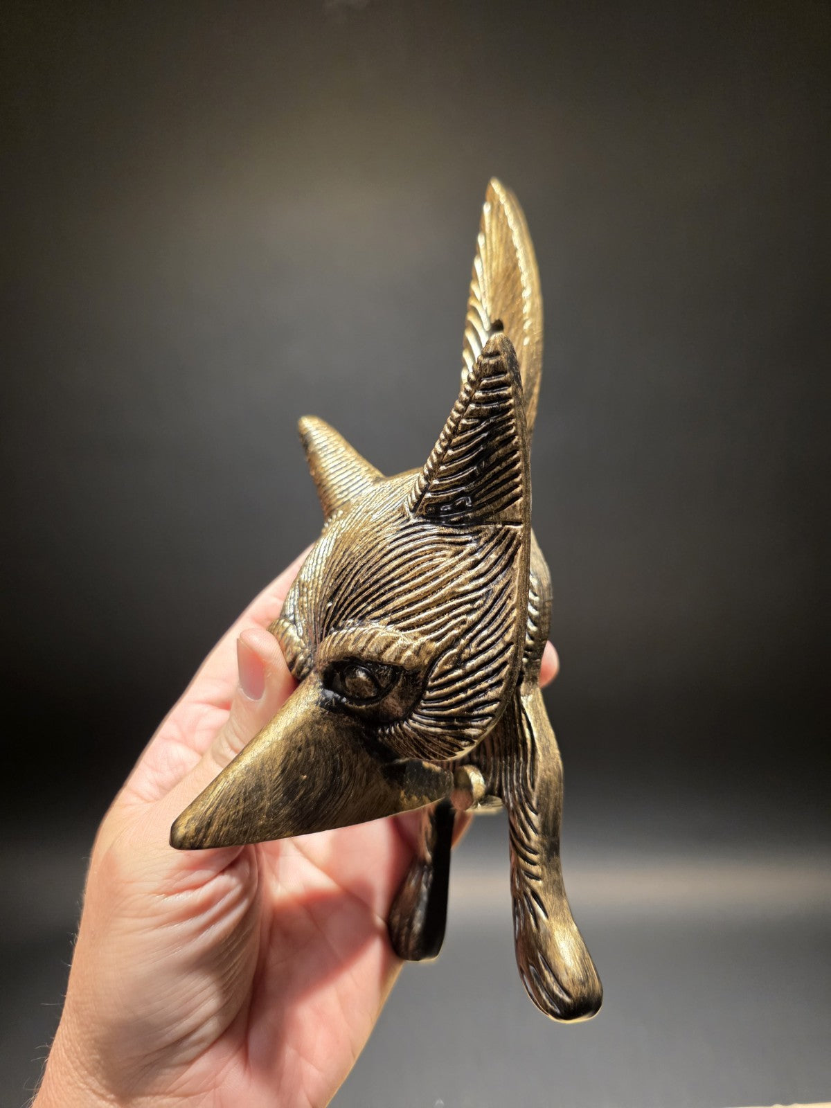 Vintage Style Antique Brass Cast Iron Fox Head Door Knocker