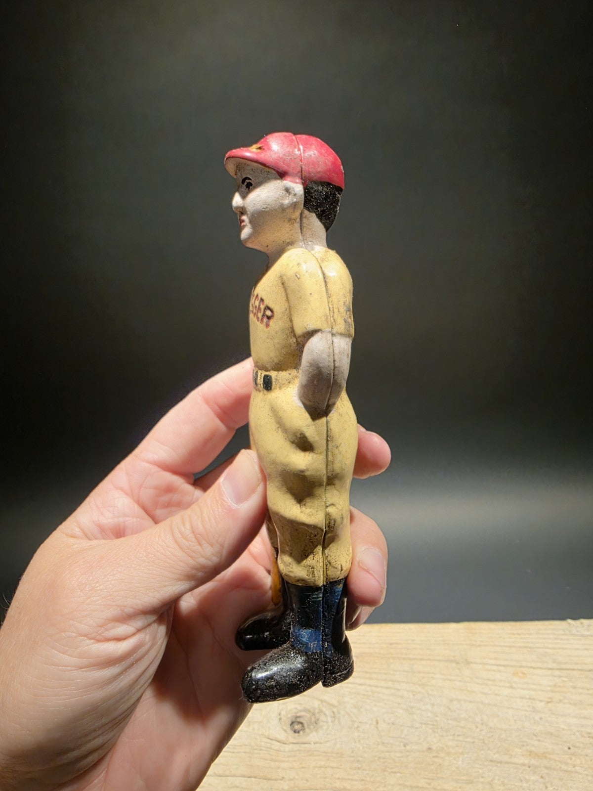 Antique Vintage Style Cast Iron Slugger Coin Bank
