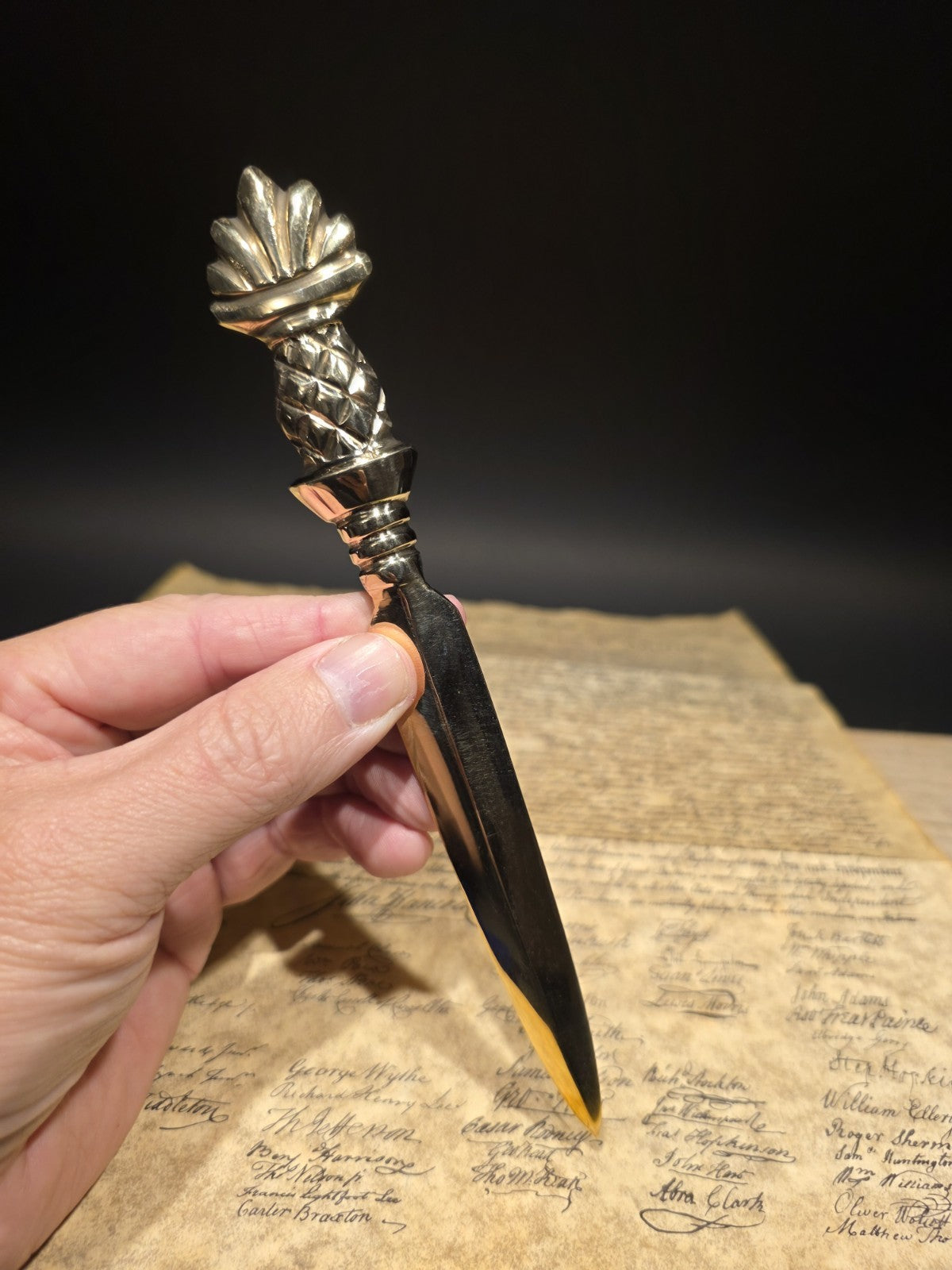 Vintage Style Brass Pineapple Handle Letter Opener