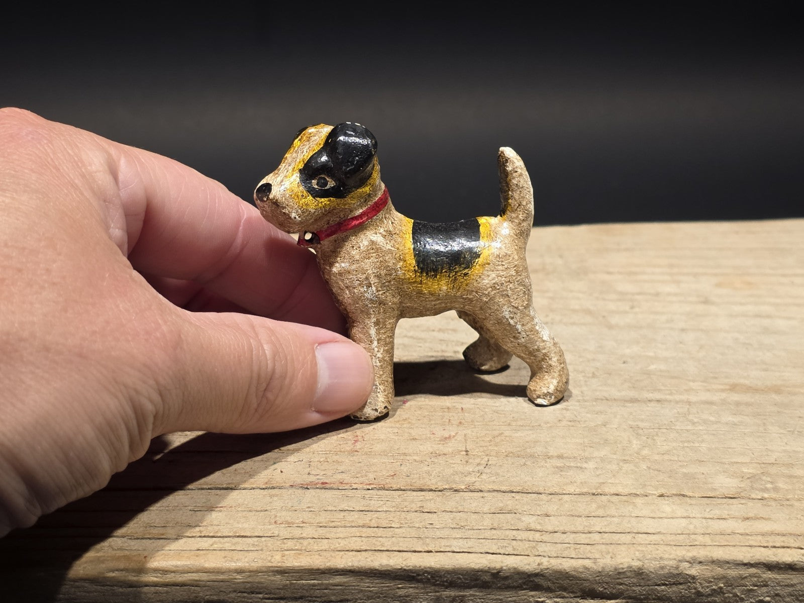2 1/2" Antique Style Miniature Cast Iron Fox Hair Terrier Dog
