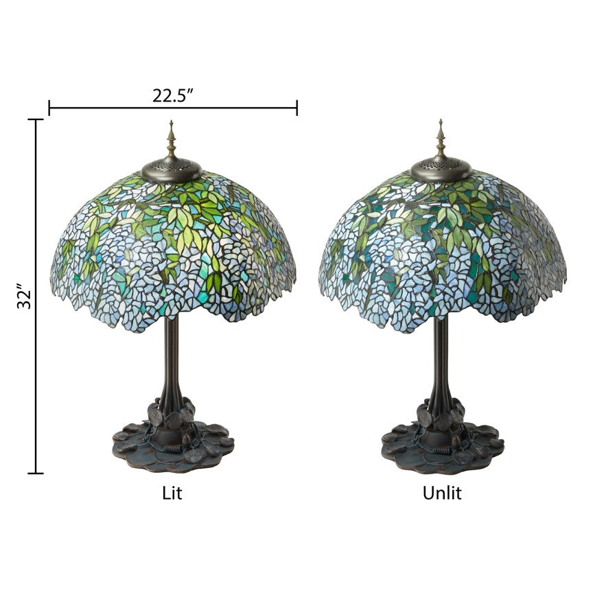 32"H Wisteria Tiffany-Style Stained Glass Table Lamp