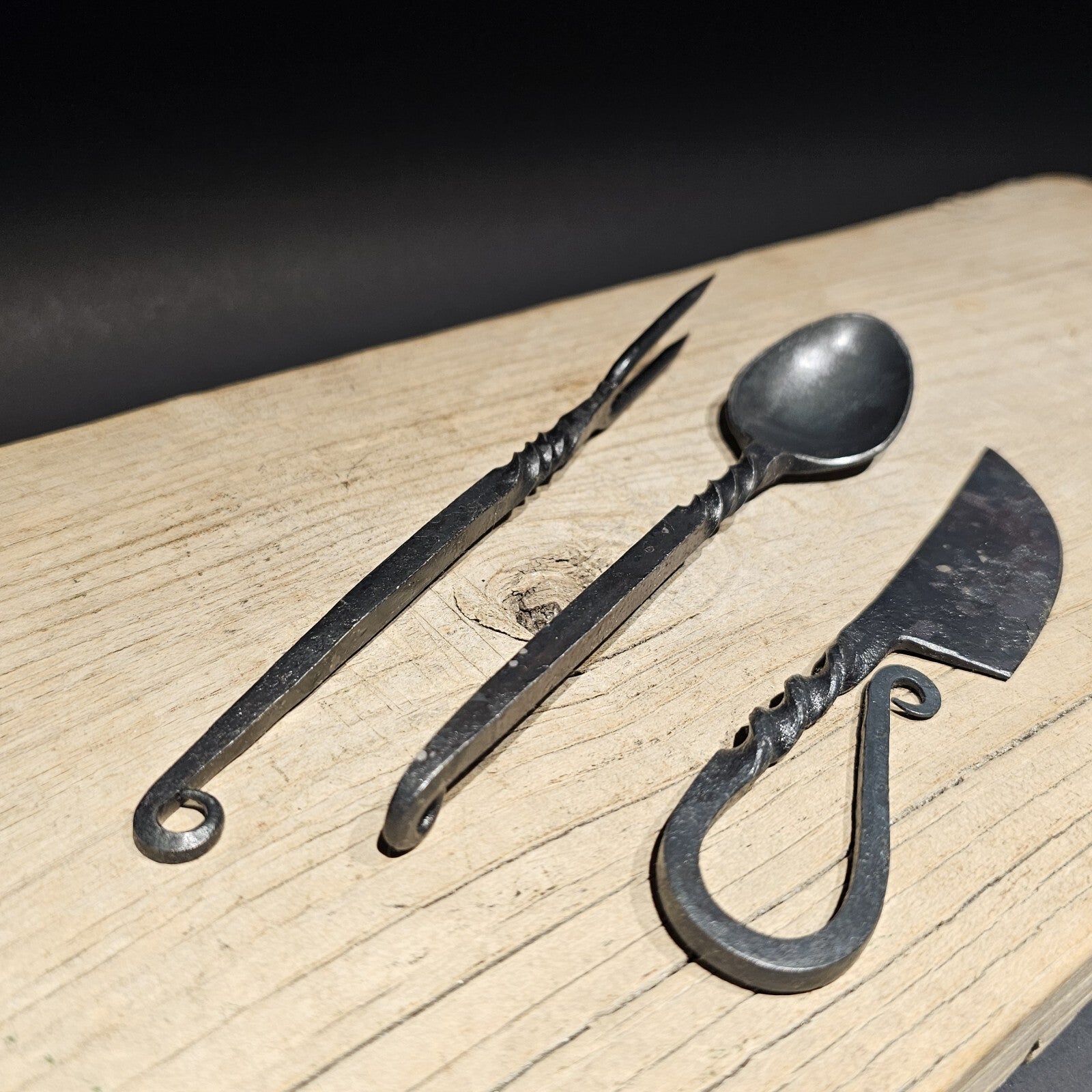 Flint Striker Style Custom Forged Knife Utensil Set