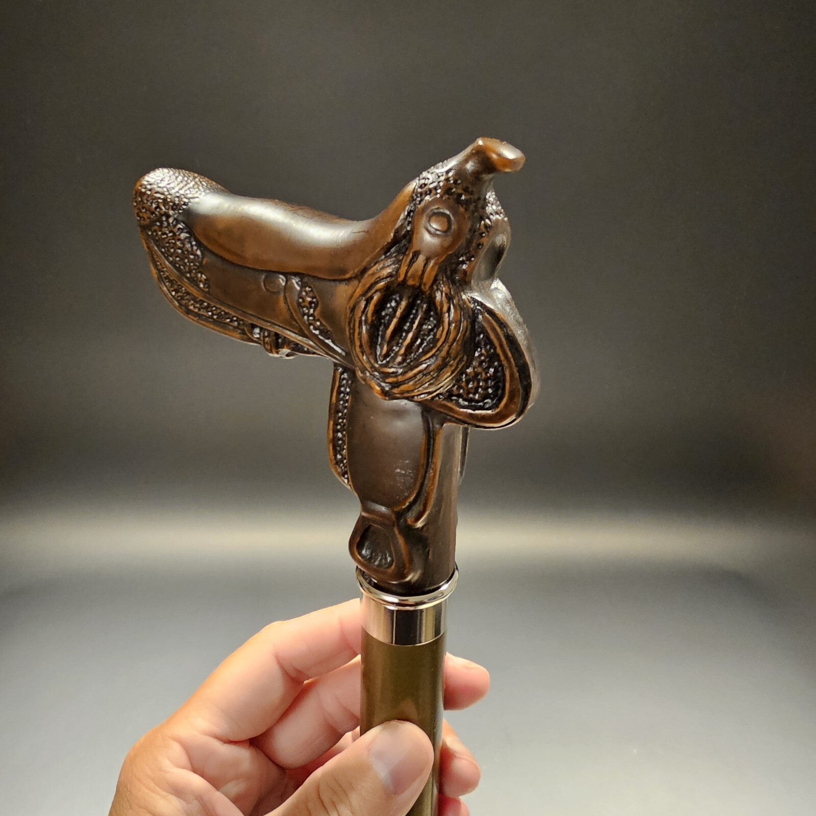 36" Antique Style Cowboy Saddle Derby Walking Stick Cane