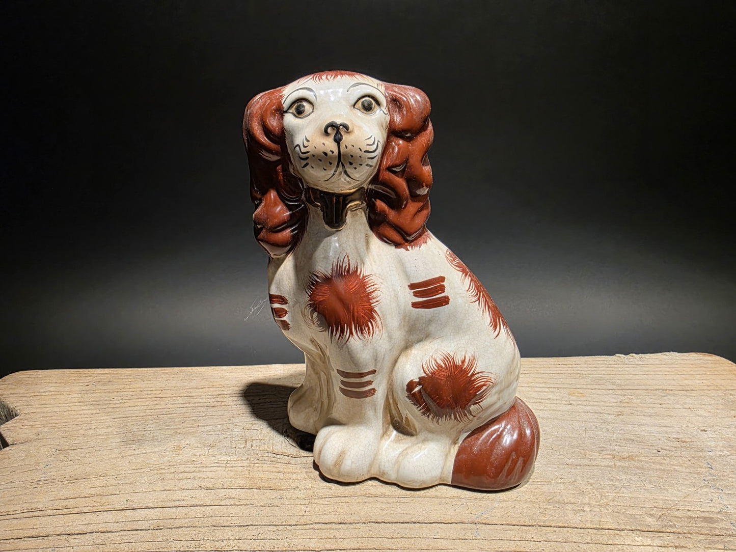 8" Antique Vintage Style Red Staffordshire Spaniel Dog Figurine