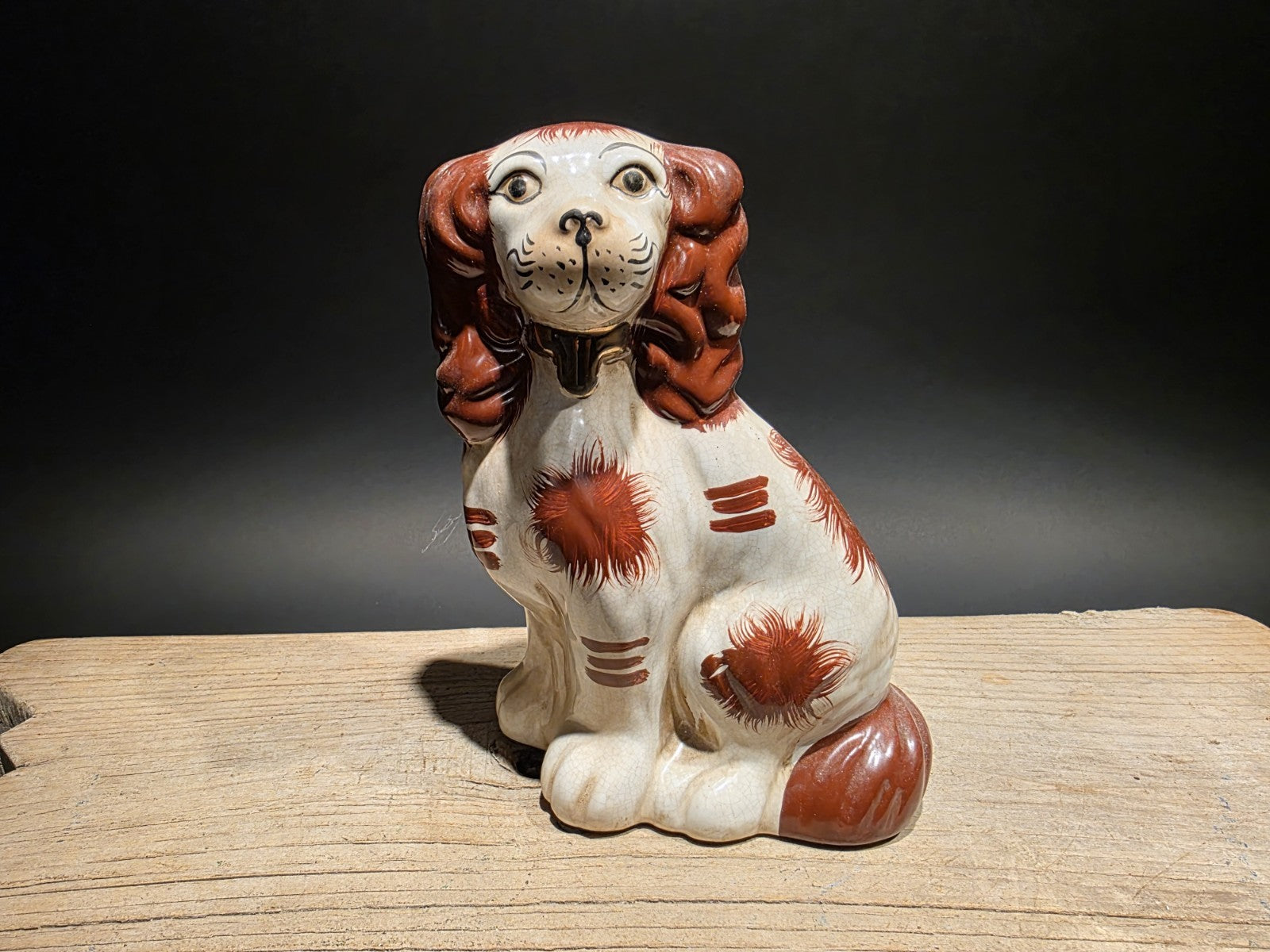 8" Antique Vintage Style Red Staffordshire Spaniel Dog Figurine