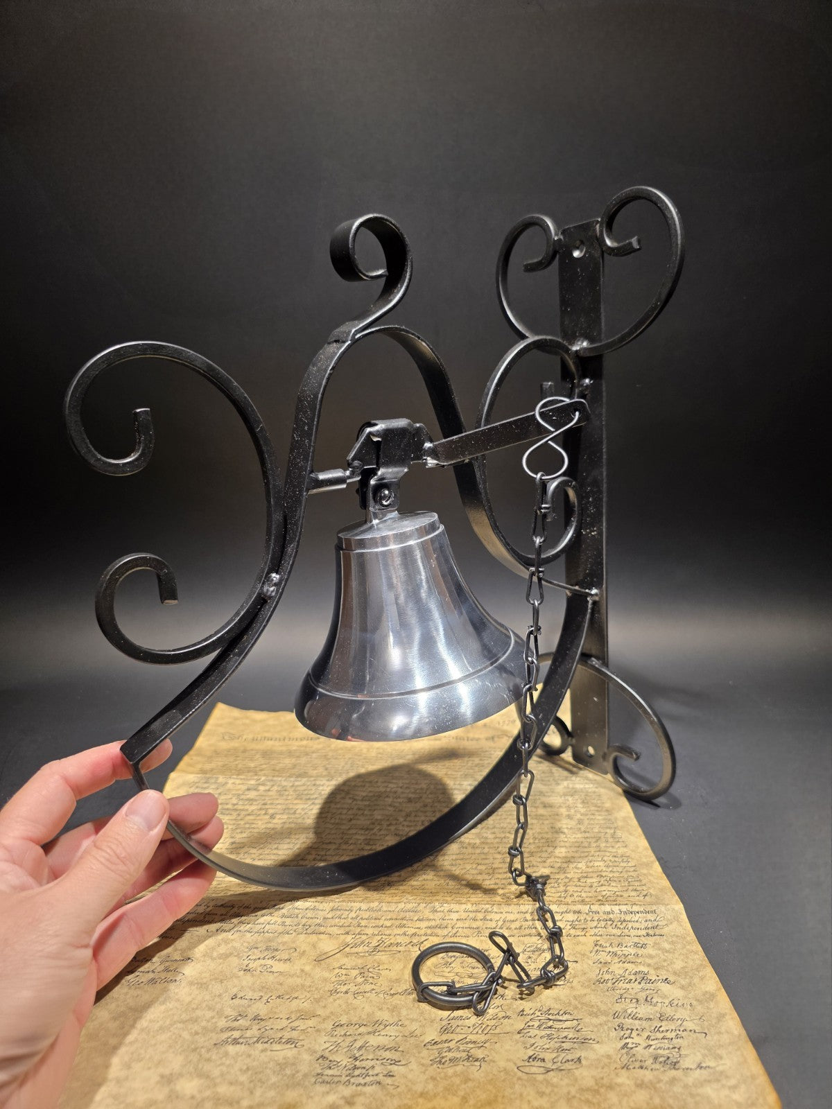 Antique Style Wrought Iron Scrollwork Wall Mounted Garden/Home Bell