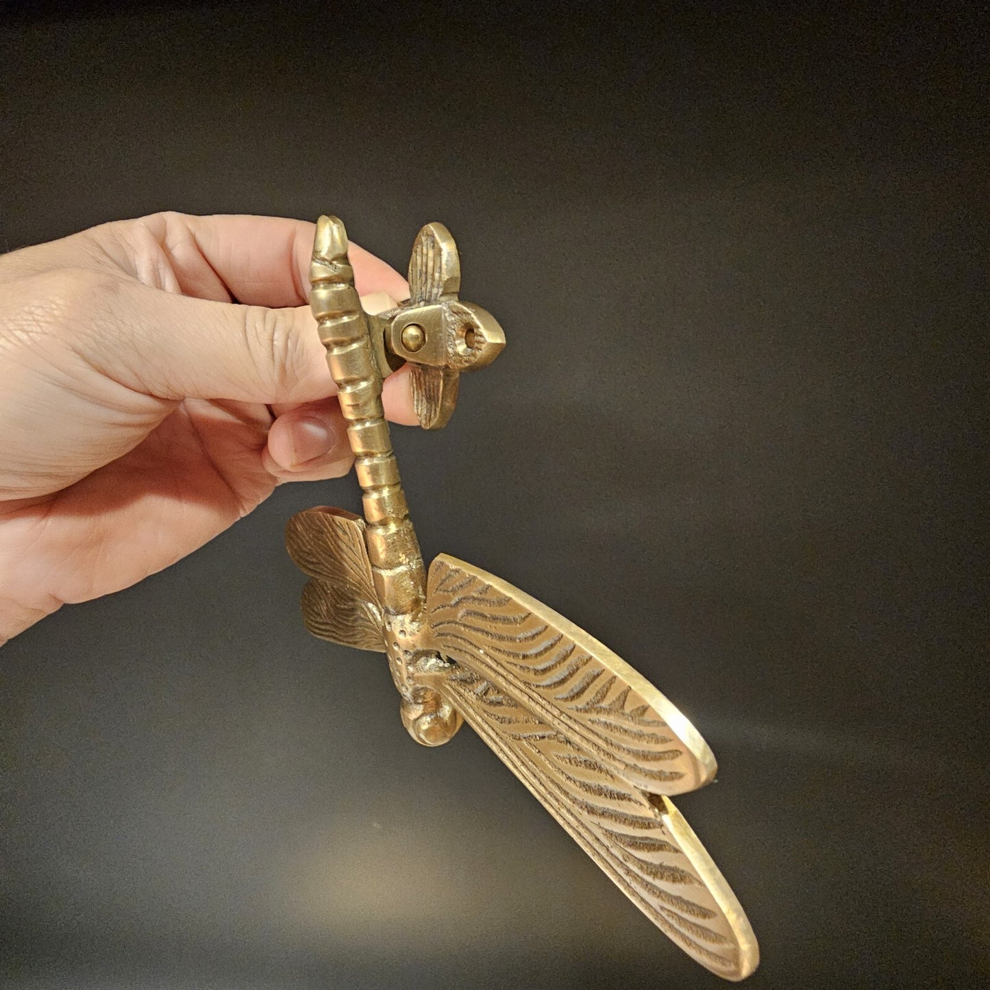 6-1/4" Antique Vintage Style Brass Dragonfly Door Knocker