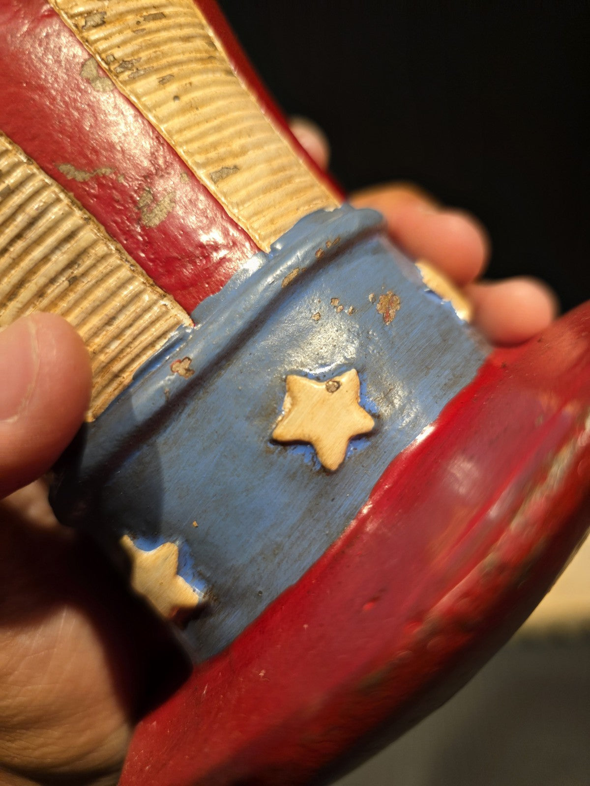 4 1/2" Antique Style Cast Iron USA Patriotic Hat Coin Bank