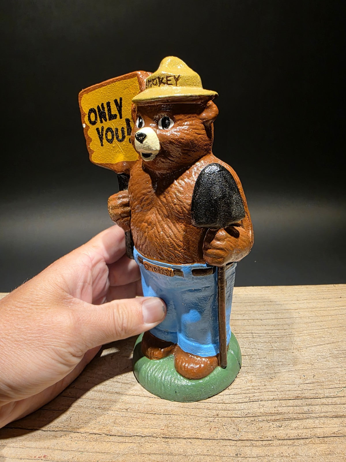 8" Antique Vintage Style Cast Smokey The Bear Coin Bank