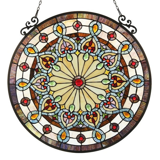 23.6" Round Stained Glass Window Hanging Panel Suncatcher