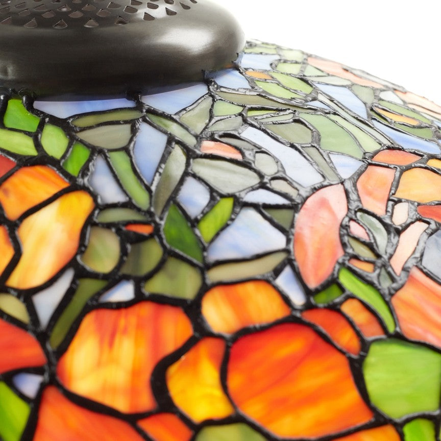 36"H Pink Poppies Tiffany-Style Stained Glass Table Lamp