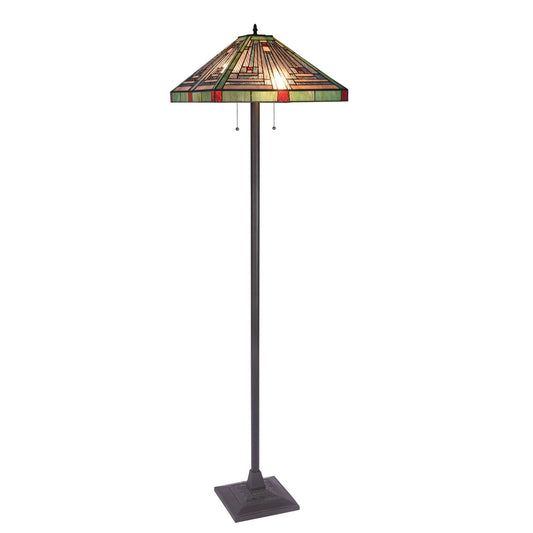 65.6" Antique Vintage Style Stained Glass Mission Floor Lamp