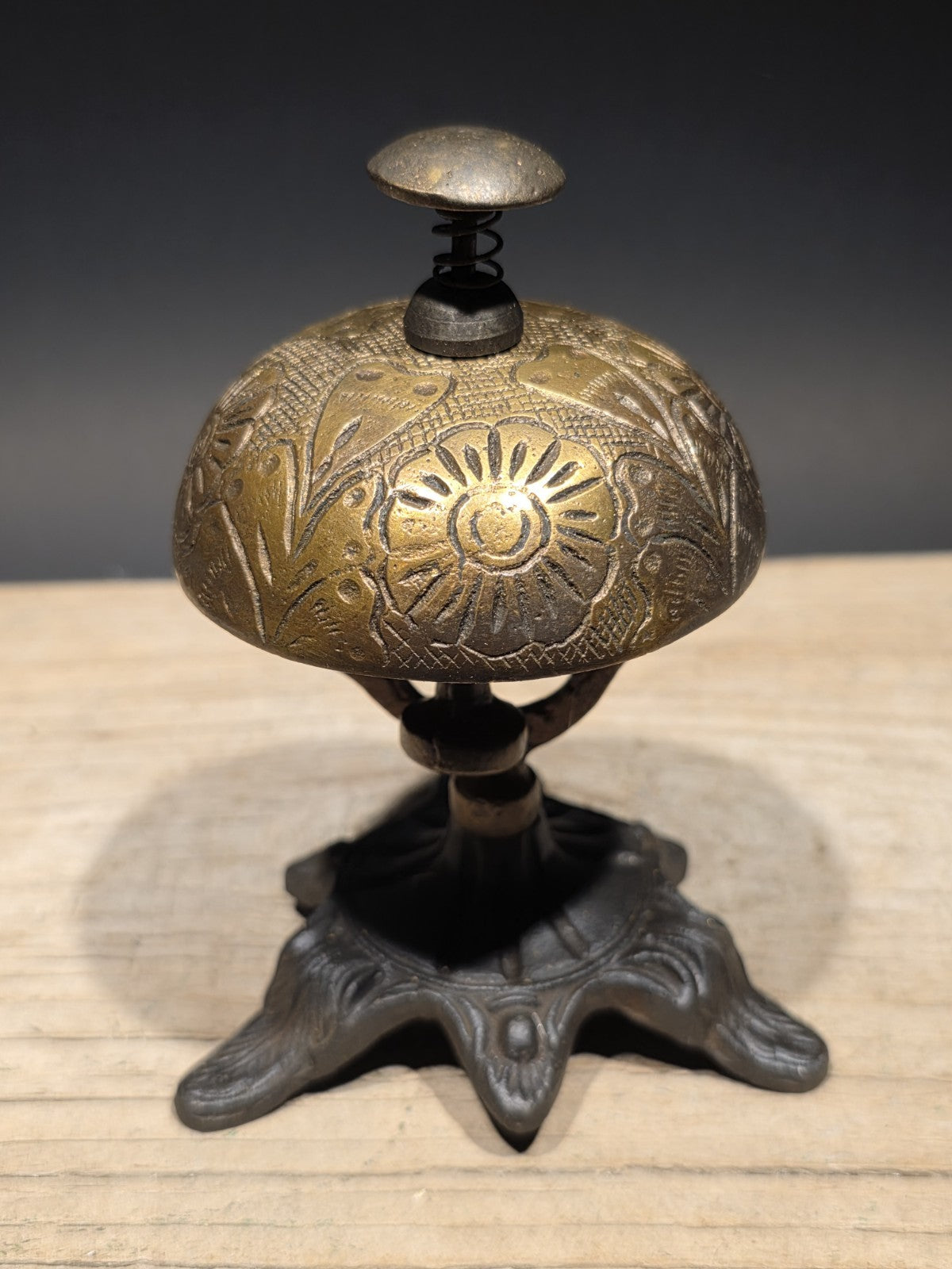 Antique Vintage Style Ornate Brass Table Desk Bell